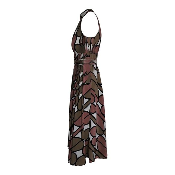 Diane Von Furstenberg Printed Halter Midi Dress in Multicolor Silk